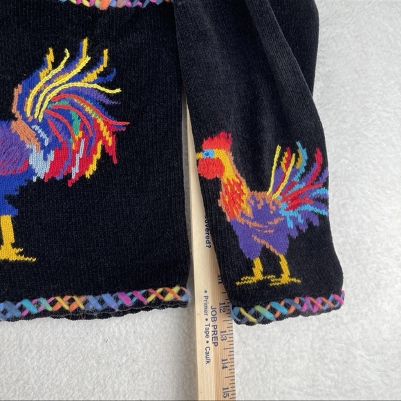 Design Options Philip Jane Gordon Sweater Womens XL Knitted Rooster Cardigan VTG - Picture 9 of 14